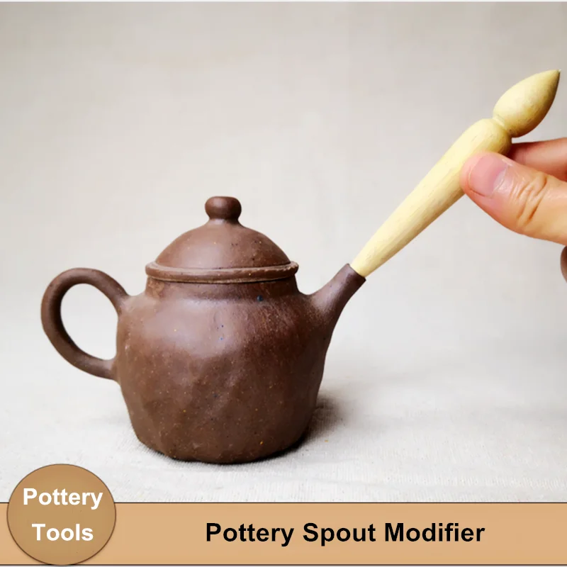 Description Picture 2 of itemPottery Spout Modifier Wooden Double-head Punch Teapot Handmade DIY Crafts Spout Shape Repair Tool Pottery Tool