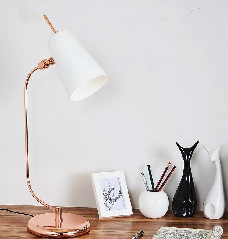 

Nodic design simple table lamp with rose gold metal base