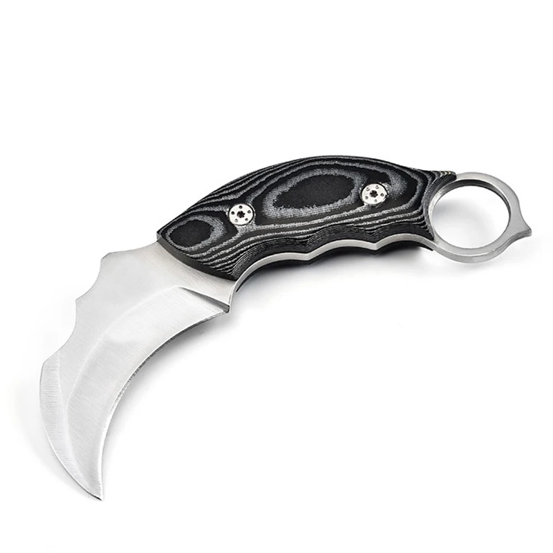 Нож Karambit с кожаной оболочкой, инструменты для выживания на открытом воздухе, нож+ Карманный складной нож, ручной инструмент для выживания на открытом воздухе