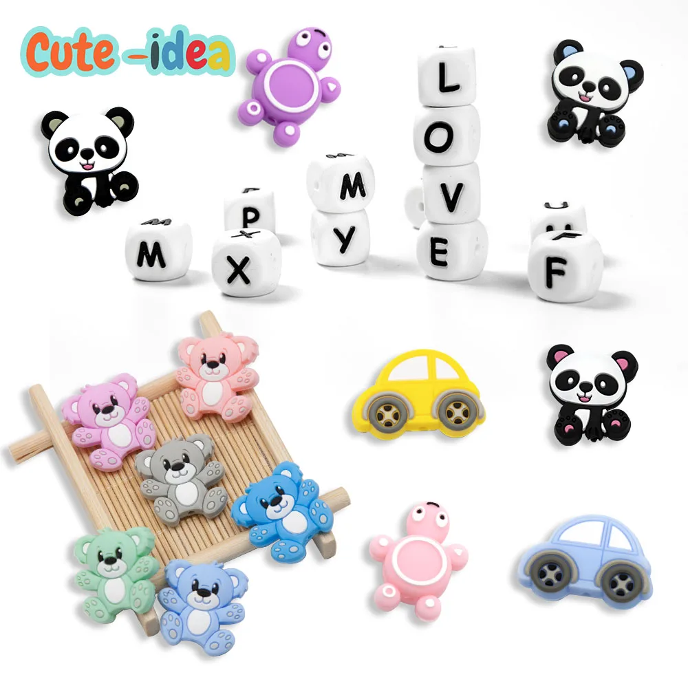 Cute-idea 20pcs Silicone Letters Beads BPA Free Baby English Alphabet Letter  Teething Beads DIY pacifier Pendant Toy Accessories