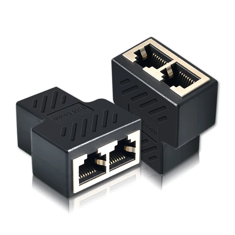 1 To 2 Ways LAN Ethernet Network Cable RJ45 Female Splitter Connector Adapter Splitter Extender Plug Adapter Connector
