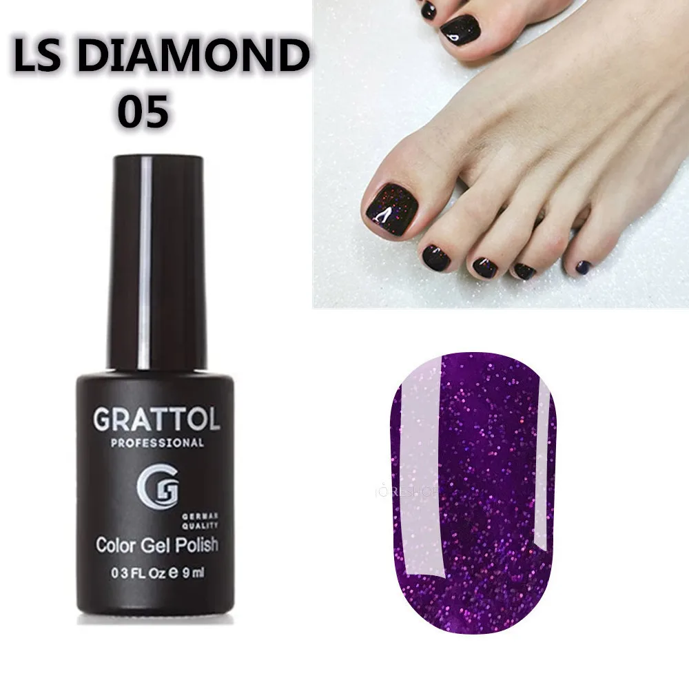 

GRATTOL Professional 9ML UV Gel Nail Polish Sparkle LS Diamond 05 Glitter Gel Lacquers Bright Long Lasting Varnish Nail