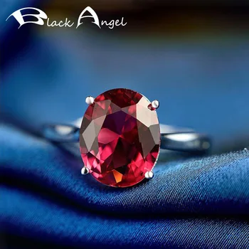 

100% 925 Sterling Silver Luxury Big Ruby Ring for Women Created Red Gemstone Wedding Engagement Adjustable Rings Fine Jewelry
