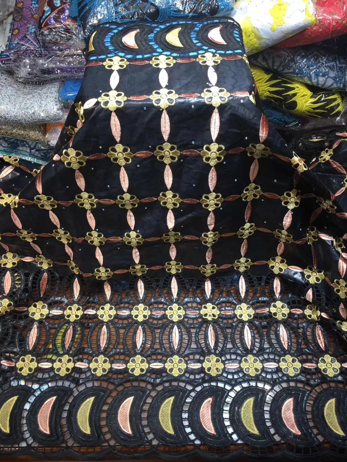 Новое поступление африканская богатая ткань хлопковая вышивка кружевная для