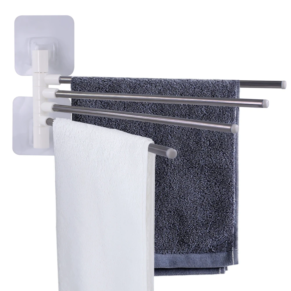 WTTORDE Adjustable Stainless Steel Towel Holder 4 Rotating Hanger Multi