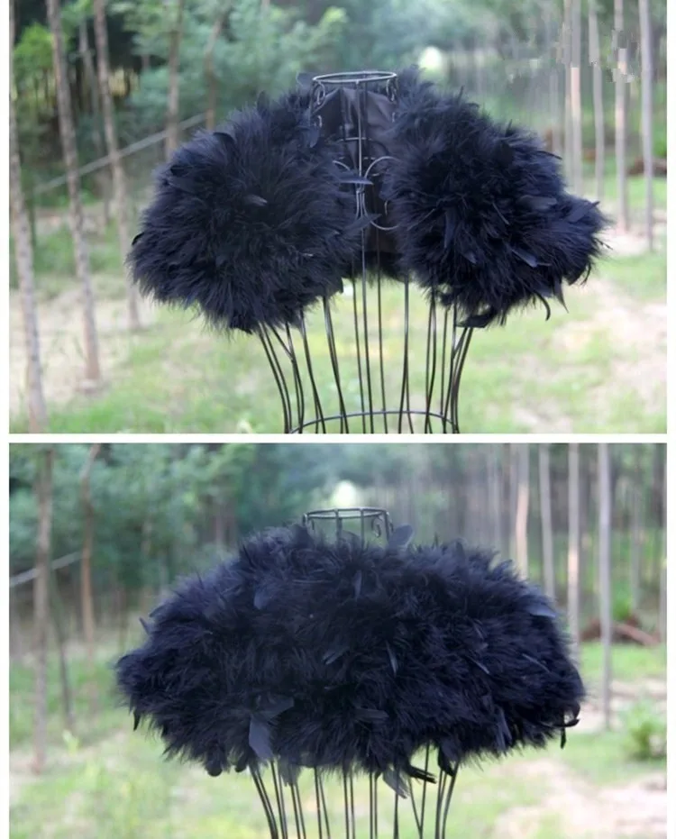 Women Wedding Fur Shrug Real Ostrich Feather Cape Shawl Stole Poncho For Bride S89