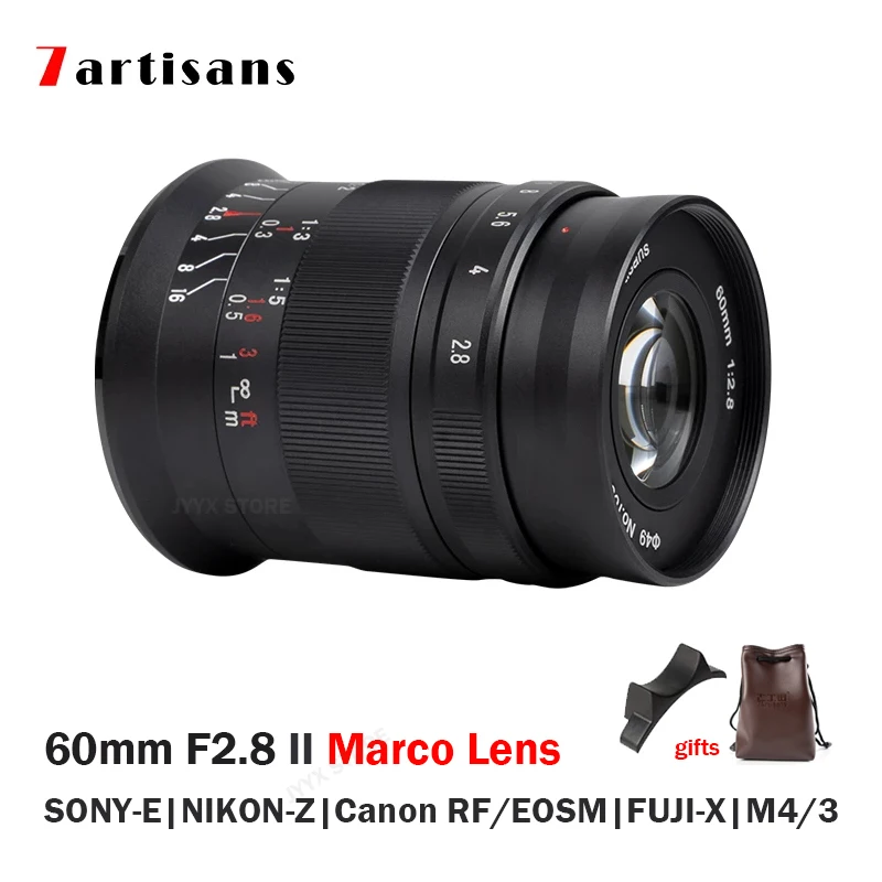 7Artisans 60Mm F2.8 Mark Ii Obiettivo Fotocamera Macro 1:1 Obiettivo Messa A Fuoco Manuale Per Canon Eos-M Rf Sony E Fujifilm X M4/3 Nikon Z Mount