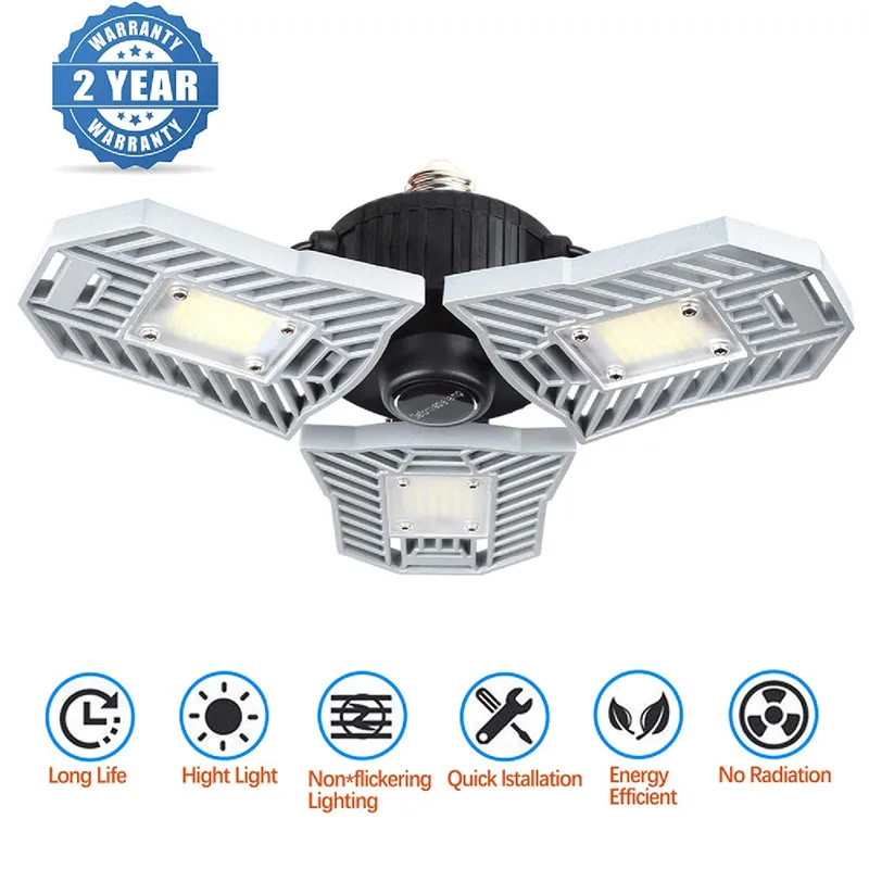 Tanie 60 W 80 W Led lampa odkształcalna lampa garażowa E27 LED kukurydza Radar żarówka oświetlenie domu wysoka intensywność Parking magazyn lampa przemysłowa