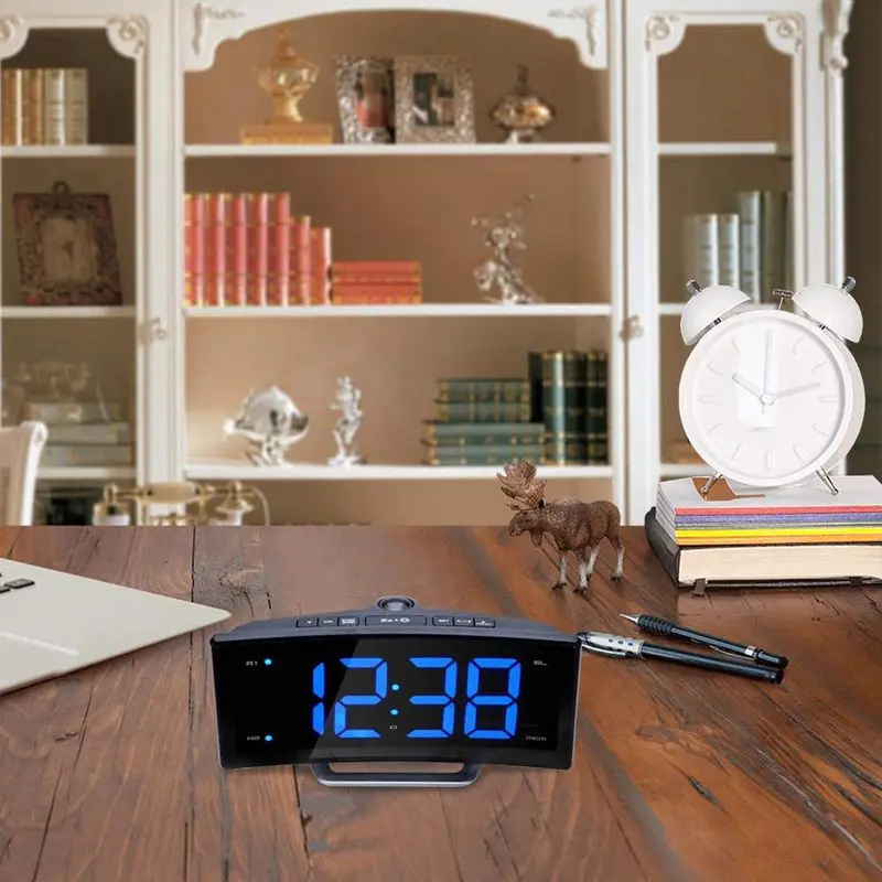 

Fm Radio Alarm Clock Led Digital Electronic Table Projector Clock Desk Nixie Projection Alarm Clock With Time Projection