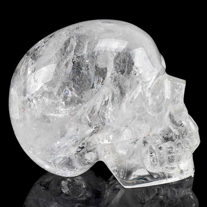 

5.0 in Natural transparent Quartz Rock Hand Carved Crystal Skull,Crystal Healing,Home Decoration