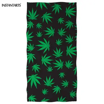

INSTANTARTS 3D Green Weed Leaves/Maple Leaf Printing Beach Swimming Towel Outdoor Bathing Towel Sports Gym Towels Dropshipping