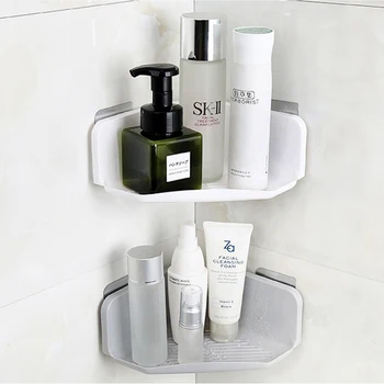 

Bathroom Corner Shower Shelf Shampoo Cosmetics Wall Mounted Storage Holder Soap Basket Kitchen Home Seasoning Organizer Rack