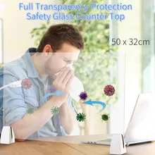 Office Working Protector Board Clear Perfection Reception Side Protection Safety Glass Counter Top Isolation 50 x 32cm #N
