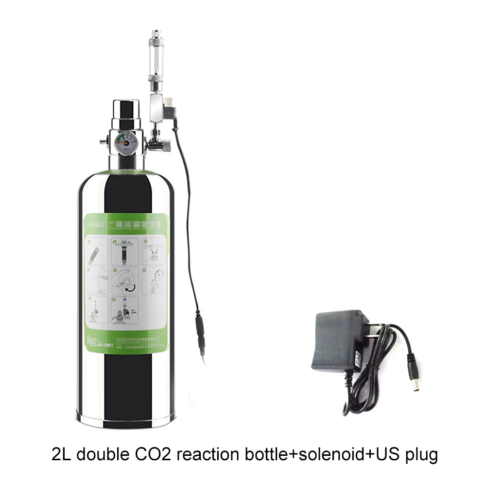 2L Double CO2 Regulator Aquarium DIY CO2 Generator System Kit Adjustment Water Aquarium Valve Diffuser Reaction - Цвет: 2L double US PLUG