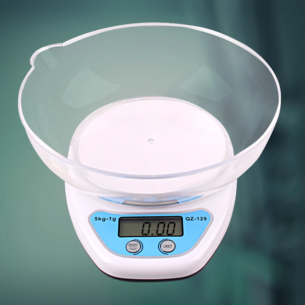 Мини-электронная шкала Цифровые кухонные веы практичный портативный ABS QZ-129 5 кг 1 г ЖК-дисплей с лотком платформы ювелирных изделий