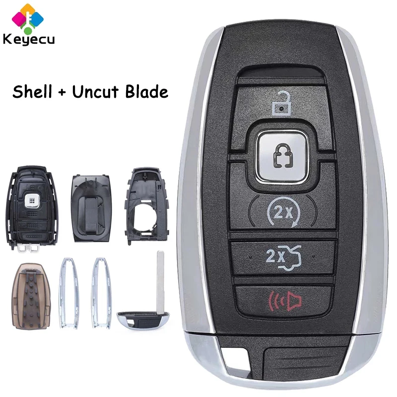 

KEYECU Smart Prox Remote Car Key Shell Case Cover With Uncut Blade 5 Buttons Fob for Lincoln Continental MKC MKZ 2017 2018 2019