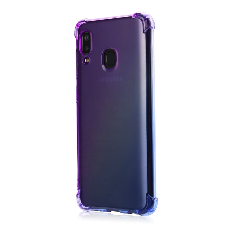Ударопрочный градиентный цвет термополиуретан чехол для samsung Galaxy A20 A30 прозрачный
