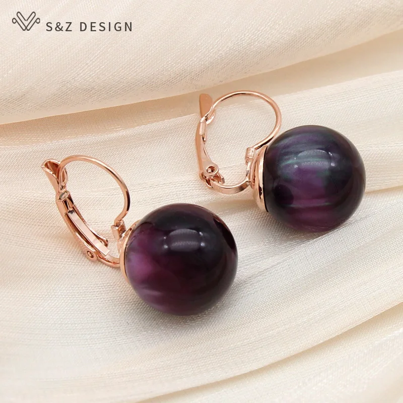 S&Z DESIGN New Elegant 2021 Fashion Colorful Round Acrylic Beads Dangle Earrings High Quality Eardrop For Women Party Jewelry