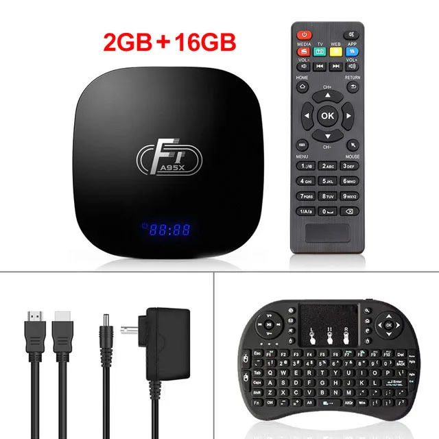 Smart tv Box A95X F1 Amlogic S905W 4K 2GB 16GB 2,4 GHz WiFi медиаплеер H.265 4K Android 8,1 Android tv Box PK h96mini Youtube - Цвет: 2G 16G I8 no Backlit