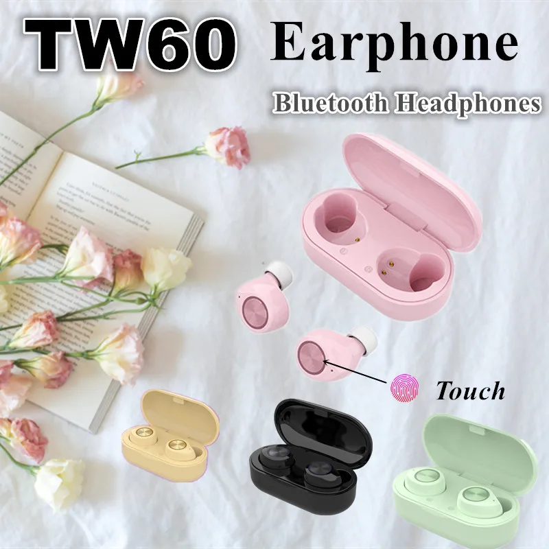 

tw60 tws wireless Bluetooth Earphone in-ear Business Headset HiFi sound Headphones Mic HD Call For huawei xiaomi redmi Samsung