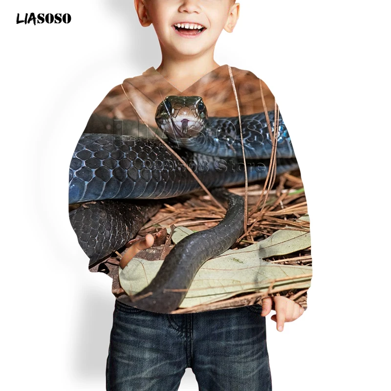 LIASOSO, новинка, 3d принт, животное, змея, унисекс, принт с животными, летняя мода, худи для женщин, мужчин, детей, Забавный пуловер Harajuku, Питон