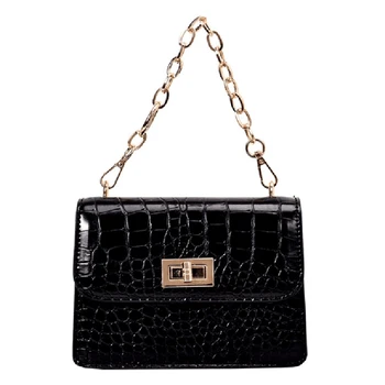 

Crocodile Crossbody Ms. Chain Tote Messenger Bag Stone Pu Leather Shoulder Bag