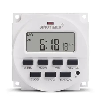 

SINOTIMER AC 220V Weekly 7 Days Programmable Digital Time Switch Relay Timer Control Din Rail Mount for Electric Appliance