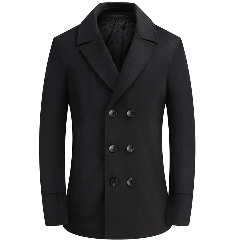 Fashion Winter Woolen Coat Male Double Breasted Overcoat Wool Men Coat Black Long Sleeve Thick Warm Blend Coat Boy Plus Size 4xl Fashion Winter Woolen Coat Male Double Breasted Overcoat Wool Men Coat Black Long Sleeve Thick Warm Blend Coat Boy Plus Size 4xl