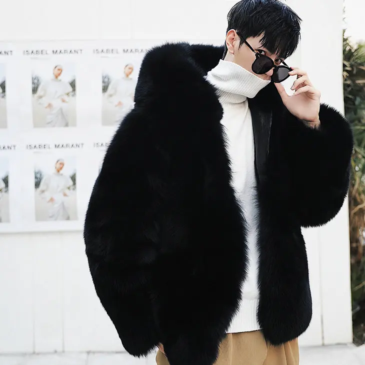 Новинка искусственный мех Лисий утолщенная теплая Повседневная модная мужская
