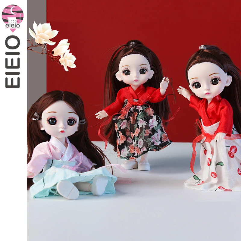 EIEIO Chinese style 1/12 bjd dolls for girls dress ancient costume clothes Kawaii Soft  interactive Toys for KIDS children  Gift