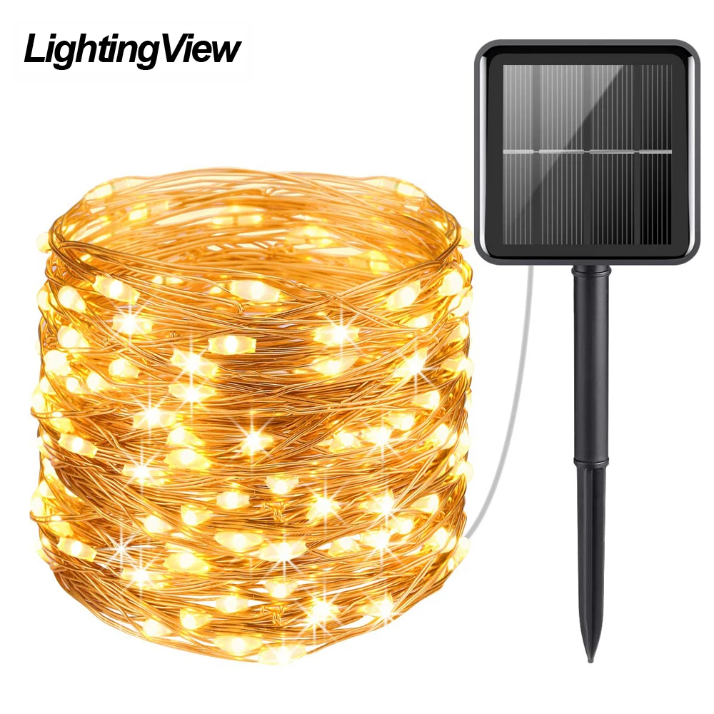 

Lightingview 50/100/200 LED Outdoor Solar String Light with Copper Wire for Fairy Holiday Christmas Wedding Party Garden Decorat
