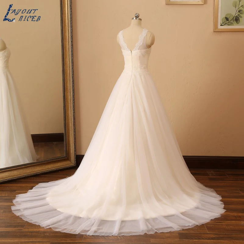 YQS027 Vestido De Noiva кружевное модное свадебное платье с v-образным вырезом Свадебное платье трапециевидной формы на молнии свадебное платье на заказ