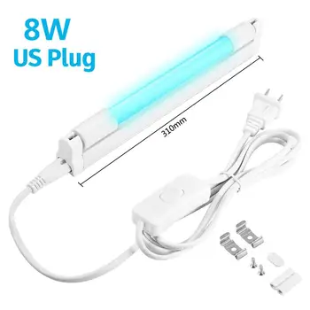 

110V UV Germicidal Lamp Lightweight Multifunctional Sterilizer Ultraviolet Light For Killing Bacteria Mites 6W 8W UV Quartz Lamp