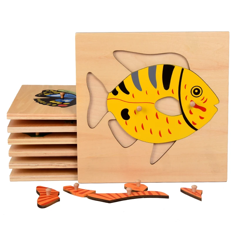 Baby Toy Kids Montessori Cartoon Animal Bird Puzzles for Children Wood for Early Childhood Education Preschool Training Learning — view 4