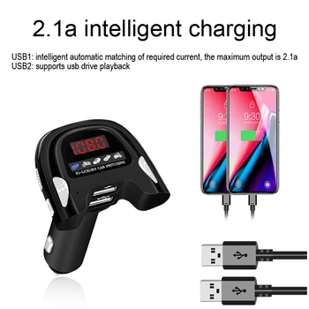 

Luxury car switching FM Transmitter Wireless Bluetooth 5.0 Car MP3 Audio with 5V 2.1A Dual USB Charge Handsfree Screen Car Kit