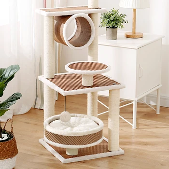 

Cat Climbing Frame Export Small Sisal Litter Tree Solid Wood Jumping Scratch Boardcat toy respirador cat scratch