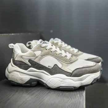 

2019 Thick Sole Platform Sneakers Men Vulcanize Shoes Man Mixed Color Chunky Shoes Men Trainers Creepers Loafers X13-09