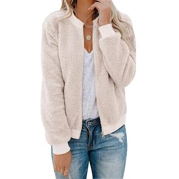 

Shopping With Pockets Daily Bomber Coat Women Jacket Party Autumn Winter Dating Long Sleeve Casual Stand Collar Stylish Zippered