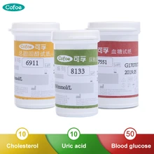 Cofoe Cholesterol Uric Acid Blood Glucose Test Strips With Lancets Needles Only For Cofoe 3 in 1 BKM13-1 Detect Device Tester