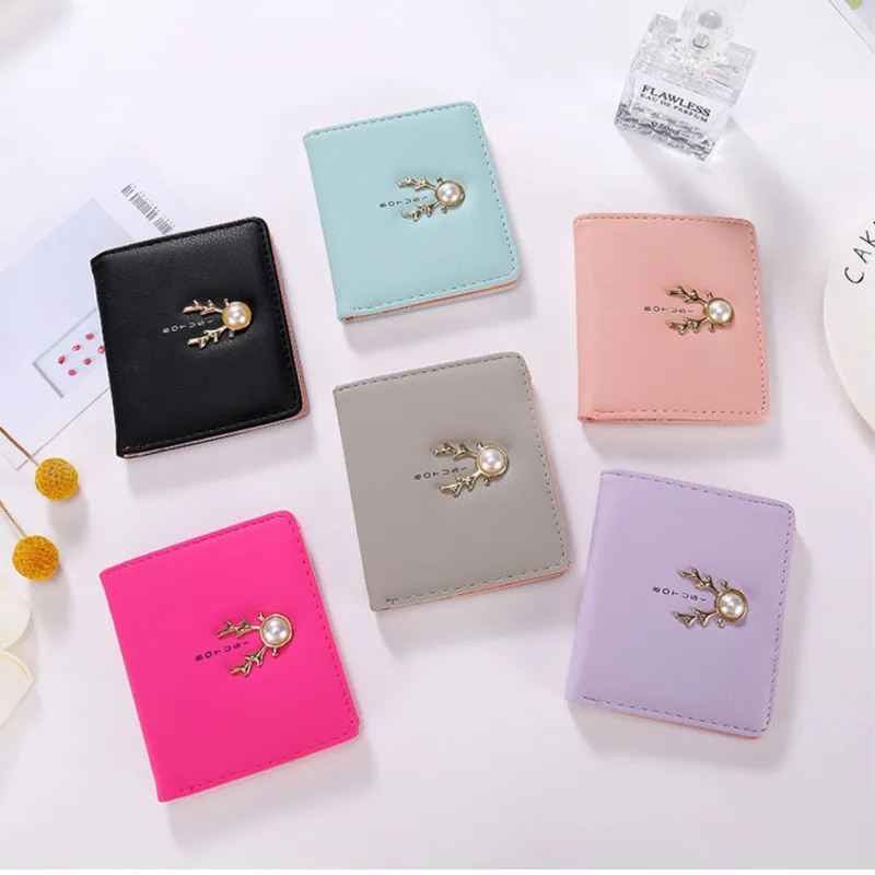 

NewPearl Antlers Women Wallets Short Mini Wallet PU Leather Coin Card Holder Photo Holders Women Purse Wallet