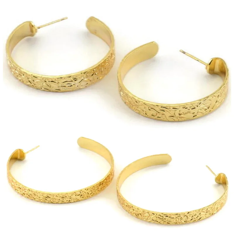 

Textured Gold color Raw Brass Circle Stud Earrings (Nickel Free and Lead Free)n1240.n1206