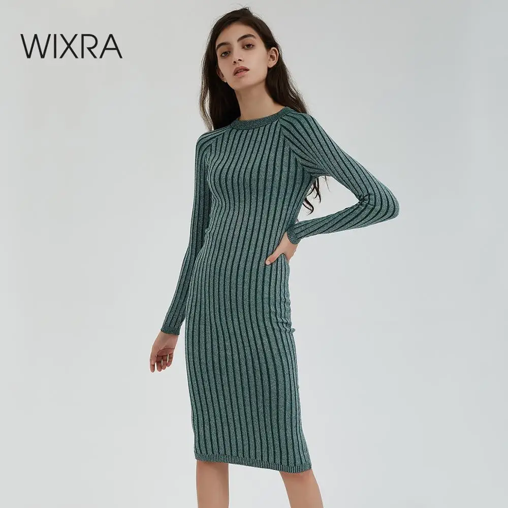 Женское трикотажное платье-свитер Wixra обтягивающее эластичное блестящее платье