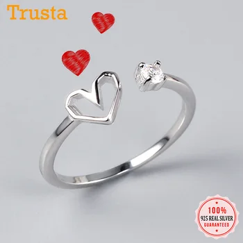 

Trustdavis 100% 925 Sterling Silver Fashion Women Hollow Heart CZ Rings Size 5 6 7 Wonderful Gift For Girls Kids Lady's DS1032