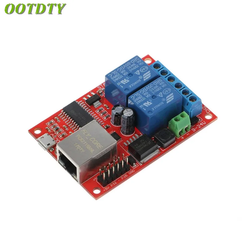 

OOTDTY LAN Ethernet 2 Way Relay Board Delay Switch TCP/UDP Controller Module WEB Server