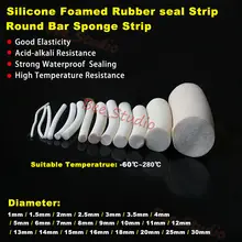 1M Dia.1/2/3/4/4.5/5/6/7/8/9/10-30mm Waterproof  Foamed Silicone Rubber Seal Strip Silicon Sponge Cord Round VMQ Foaming Cord