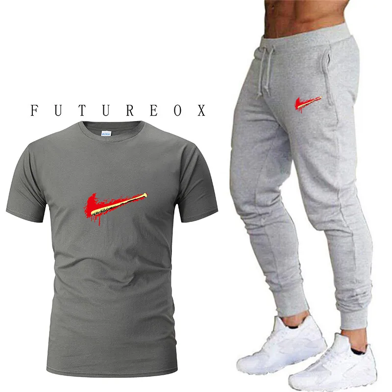 Новые мужские наборы для бега быстросохнущие дышащие шорты+ свободные Стрейчевые спортивные штаны летние спортивные костюмы для бега фитнес-тренировки - Цвет: 7