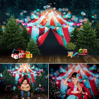 

Mocsicka Christmas Circus Carnival Backdrop Retro Circus Decorations Photography Background Newborn Baby Photoshoot Photocall