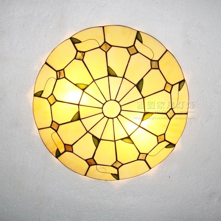 

Vintage Retro Mediterranean Ceiling Lamps AC110V-220V Stained Glass Aisle Hotel Restuarant LED Balcony Lamp Lighting