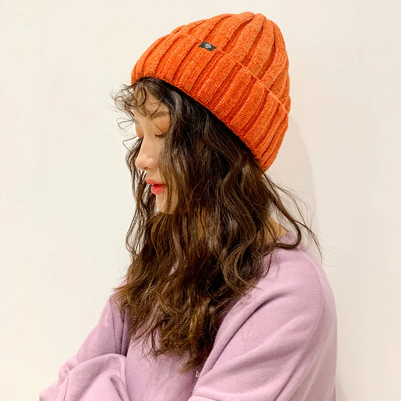 Зимняя вязаная женская шапка, одноцветная шапка Skullies Beanies в стиле хип-хоп, женская зимняя шапка, осенняя шапка, Лыжная шапка
