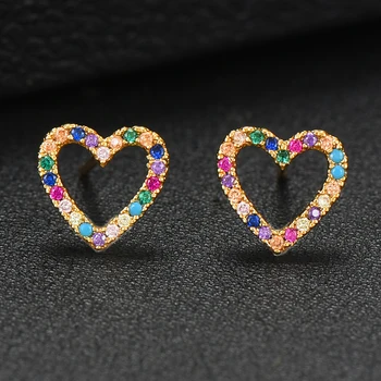 

SisCathy Trendy Geometry Heart Love Earrings Elegant Full Cubic Zirconia Stud Earrings For Women Party Jewellry
